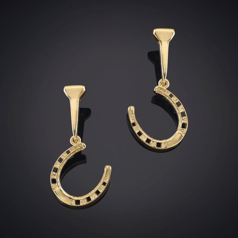 Lucky Horseshoe Pendientes Oro Vermeil