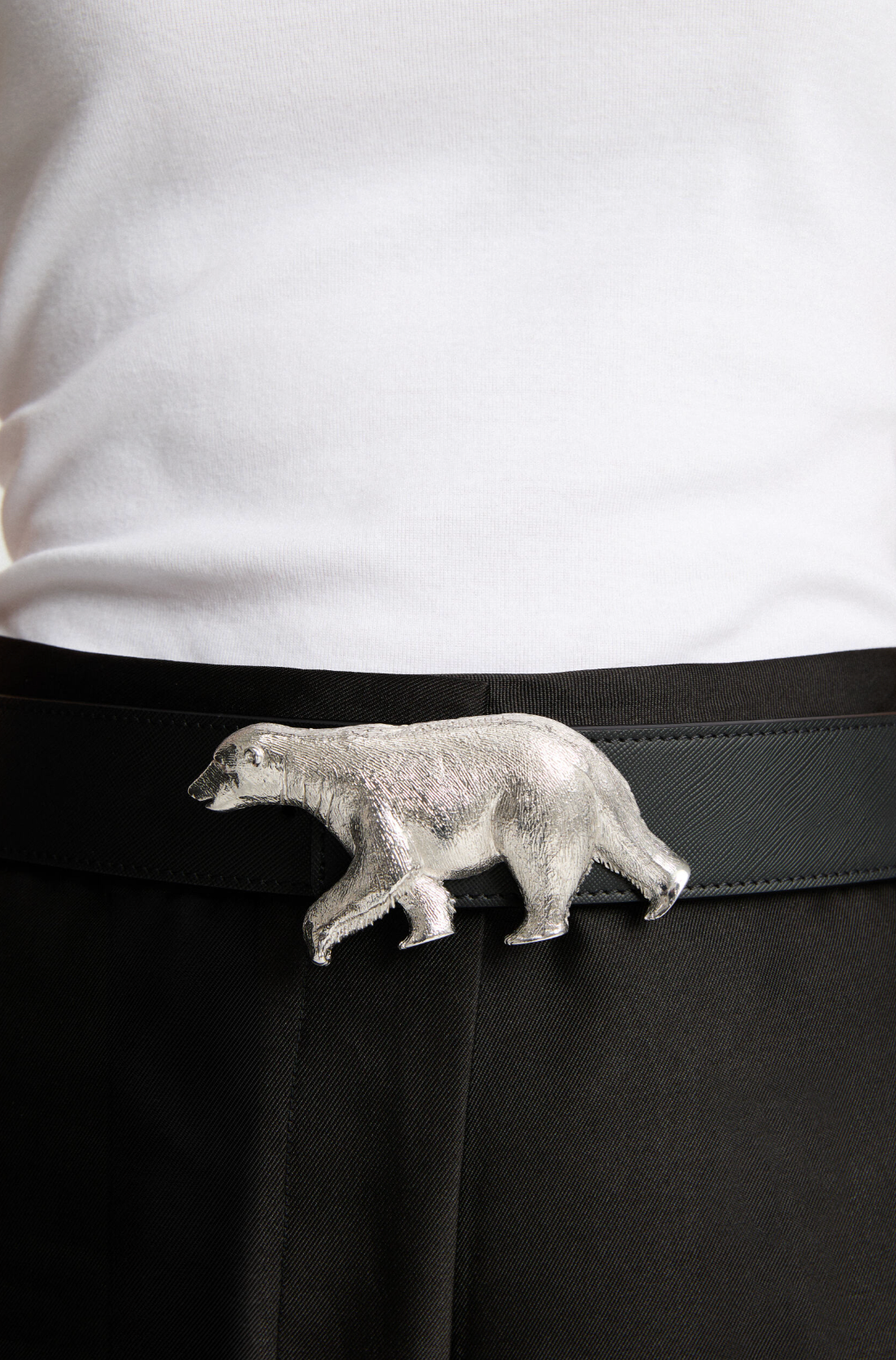 Polar Bear ArtBuckle Grande Plata de Ley Rodiada