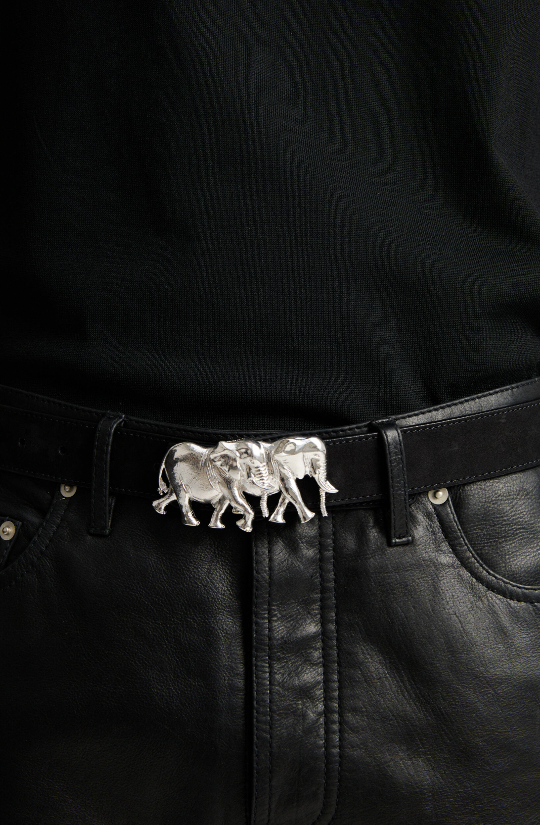 Elephants ArtBuckle Pequeño Plata de Ley Rodiada