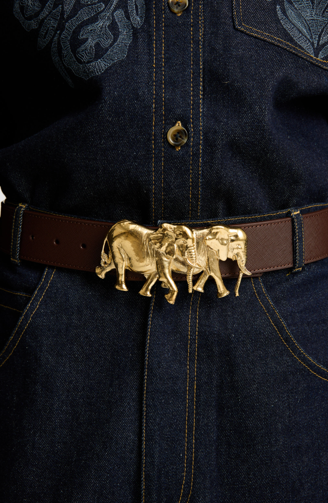 Elephants ArtBuckle Grande Oro Vermeil
