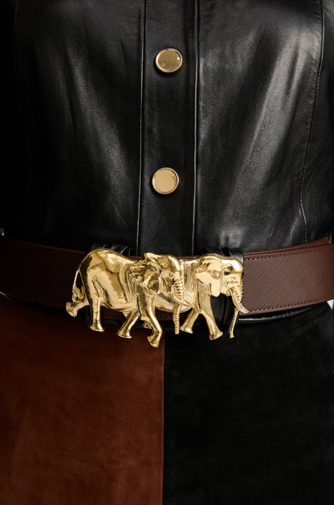 Elephants ArtBuckle Grande Oro Vermeil