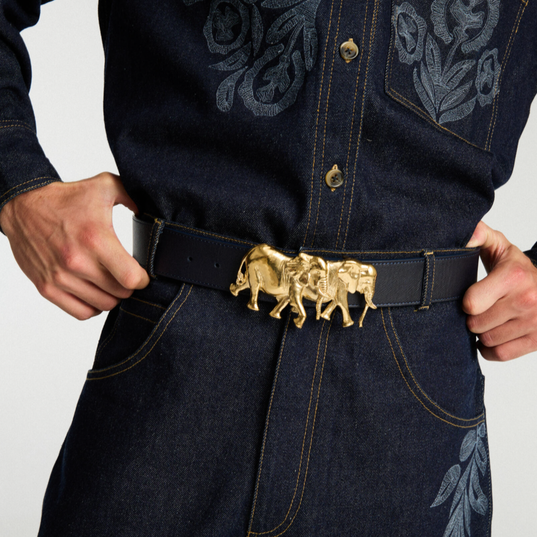 Elephants ArtBuckle Grande Oro Vermeil