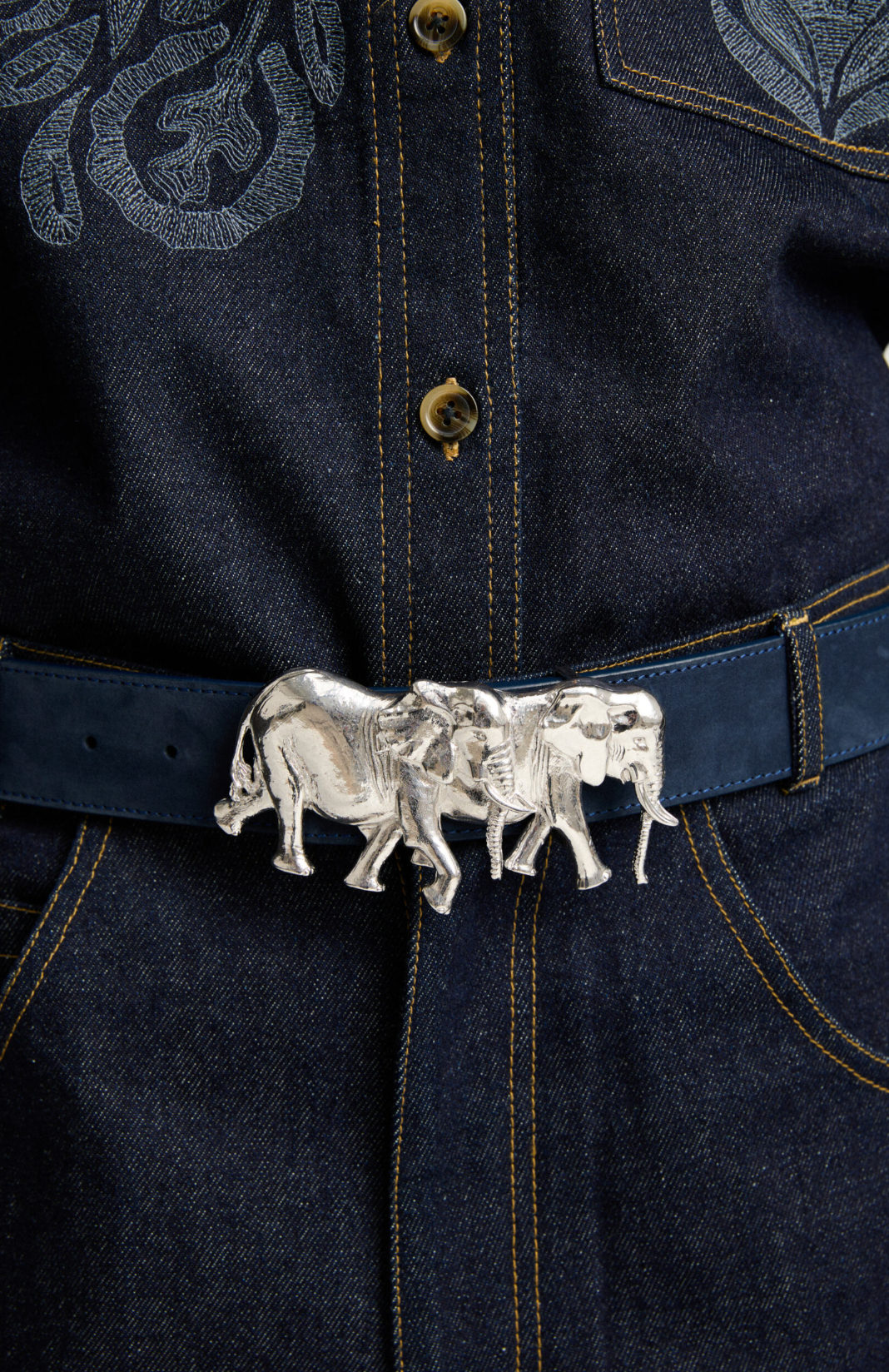 Elephants ArtBuckle Grande Plata de Ley Rodiada