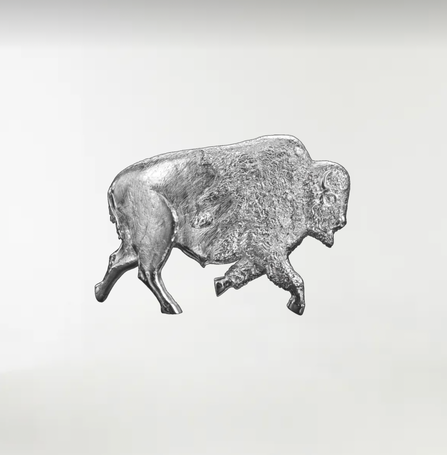 Bison ArtBuckle Grande Plata de Ley Rodiada