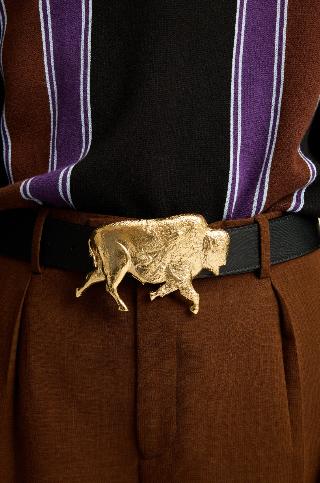 Bison ArtBuckle Grande Oro Vermeil