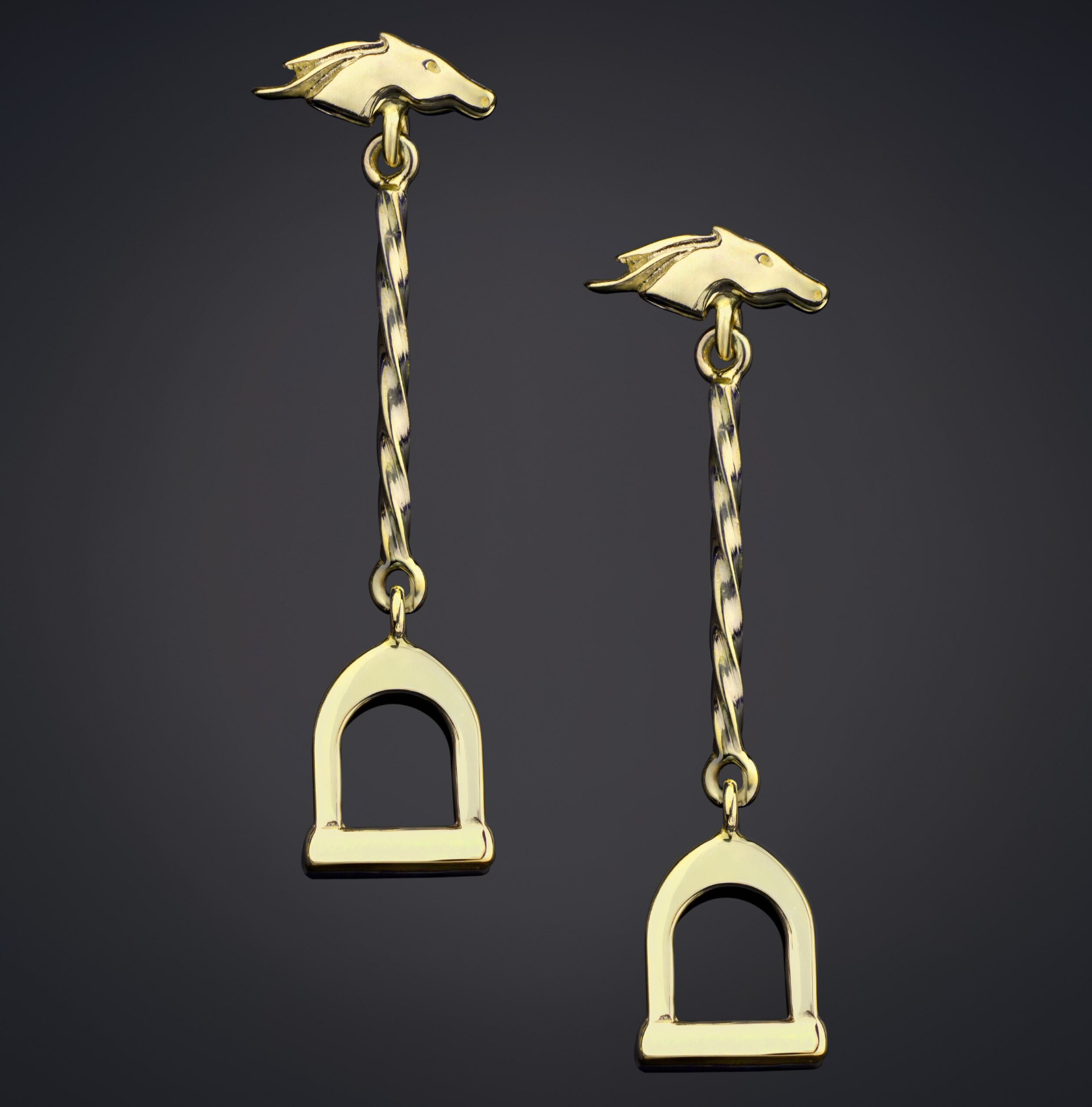 Libertas Stick Stirrup Earrings Vermeil Gold