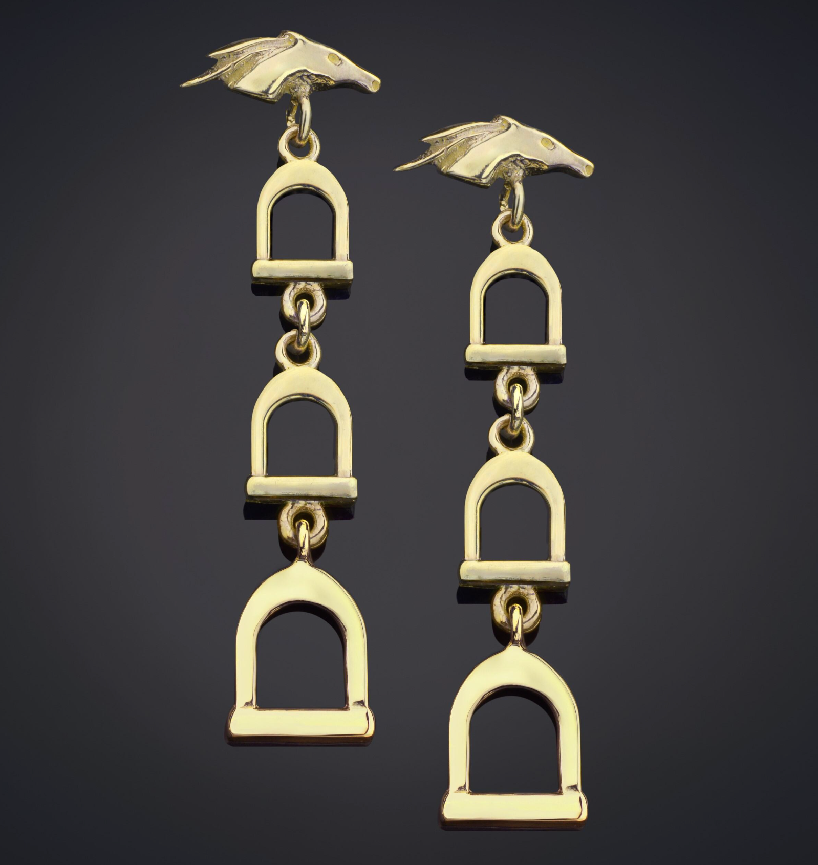 Libertas Triple Stirrups Earrings Vermeil Gold