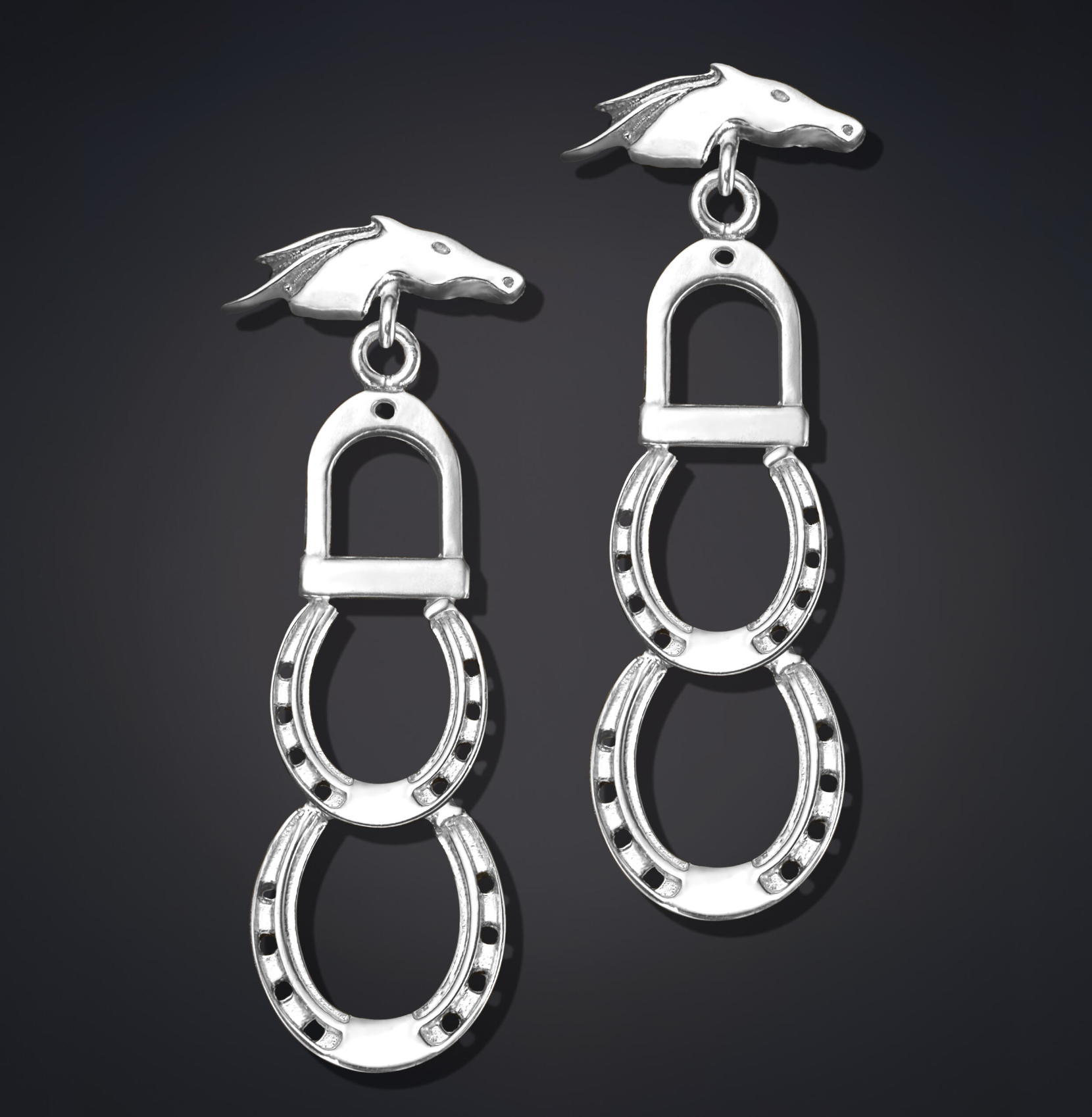 Double Gallop Earrings Sterling Silver