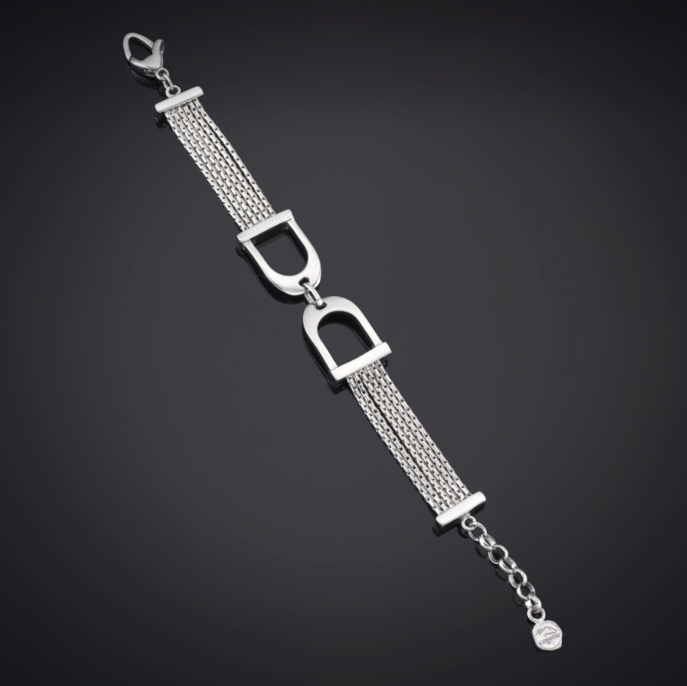 Double Stirrup Brazalete Plata de Ley Rodiada