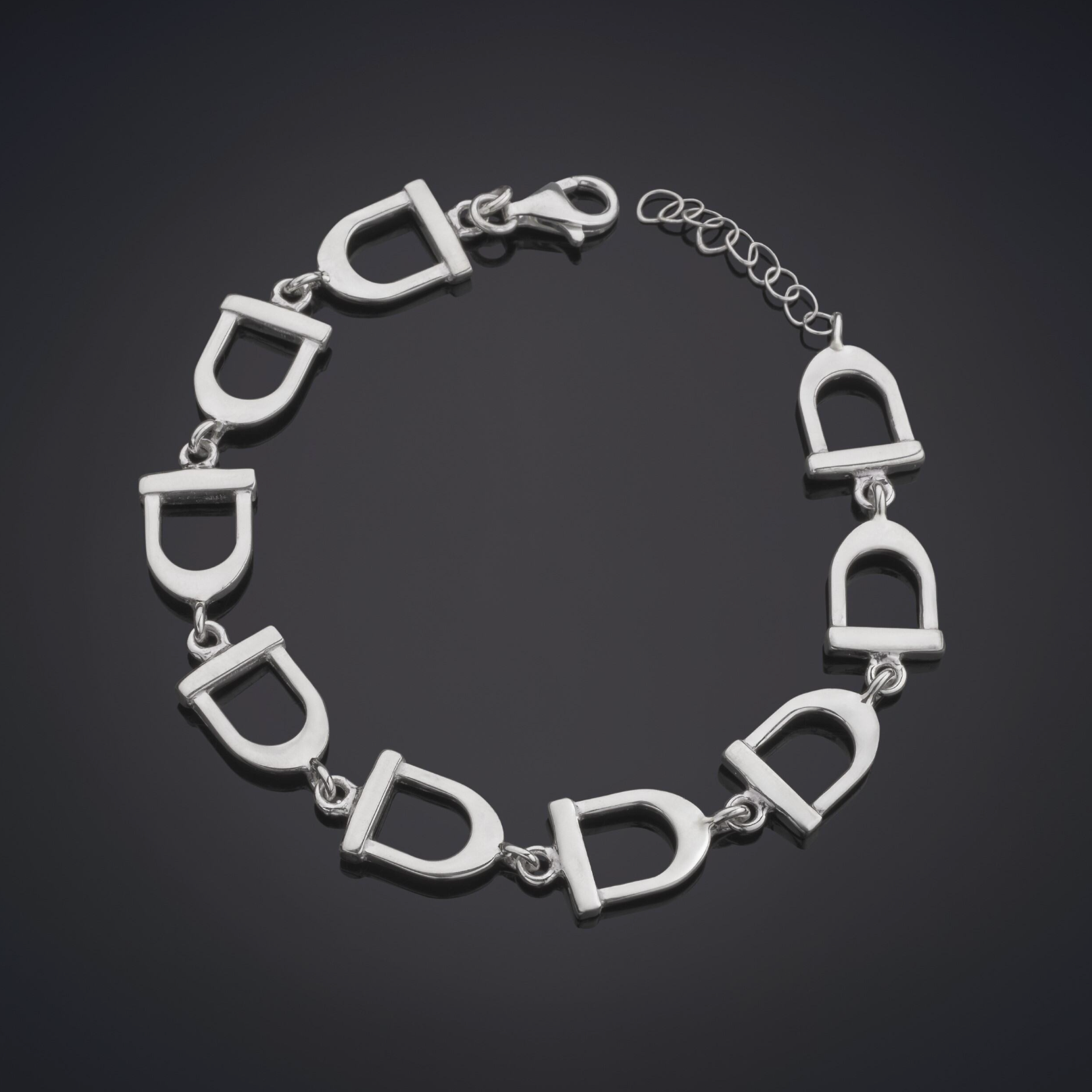 Horse Stirrup Brazalete Plata de Ley Rodiada