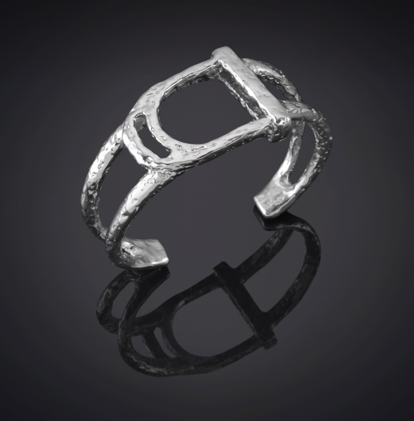 Stirrup Hammered Cuff Sterling Silver