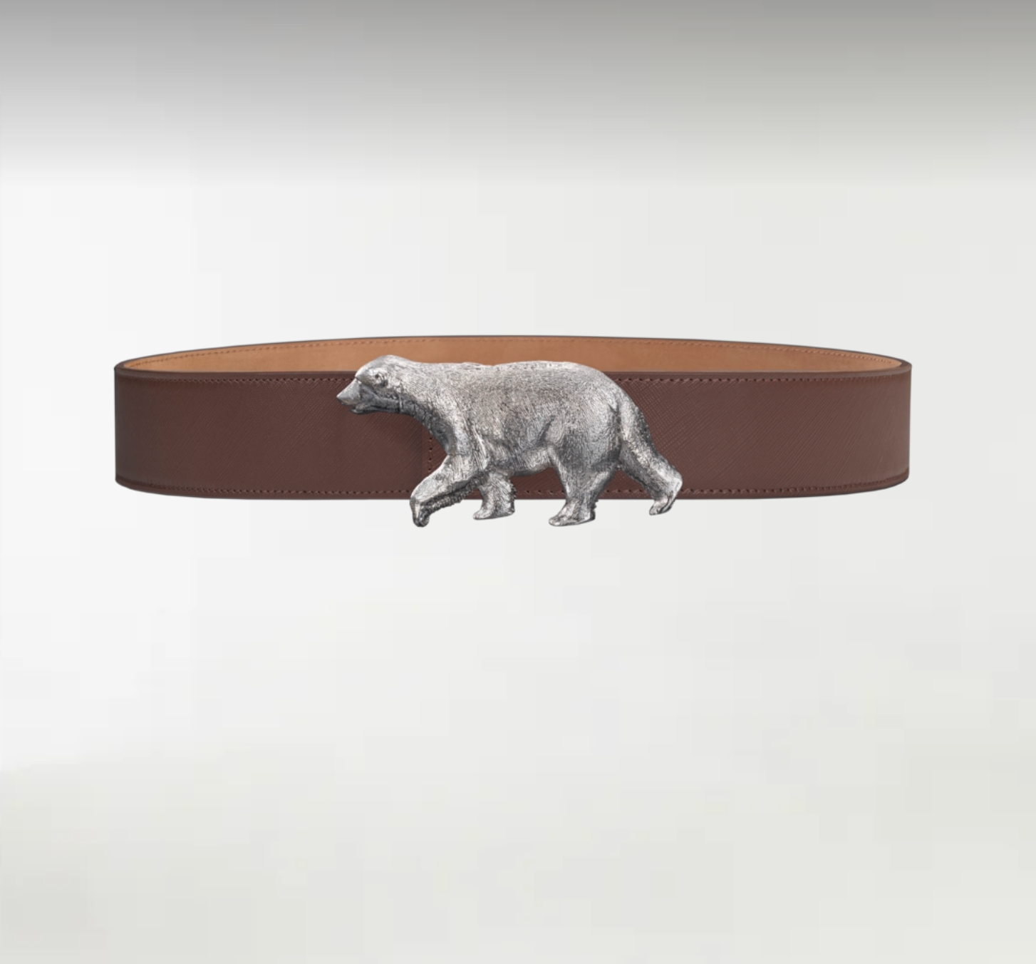 Polar Bear ArtBuckle Grande Plata de Ley Rodiada