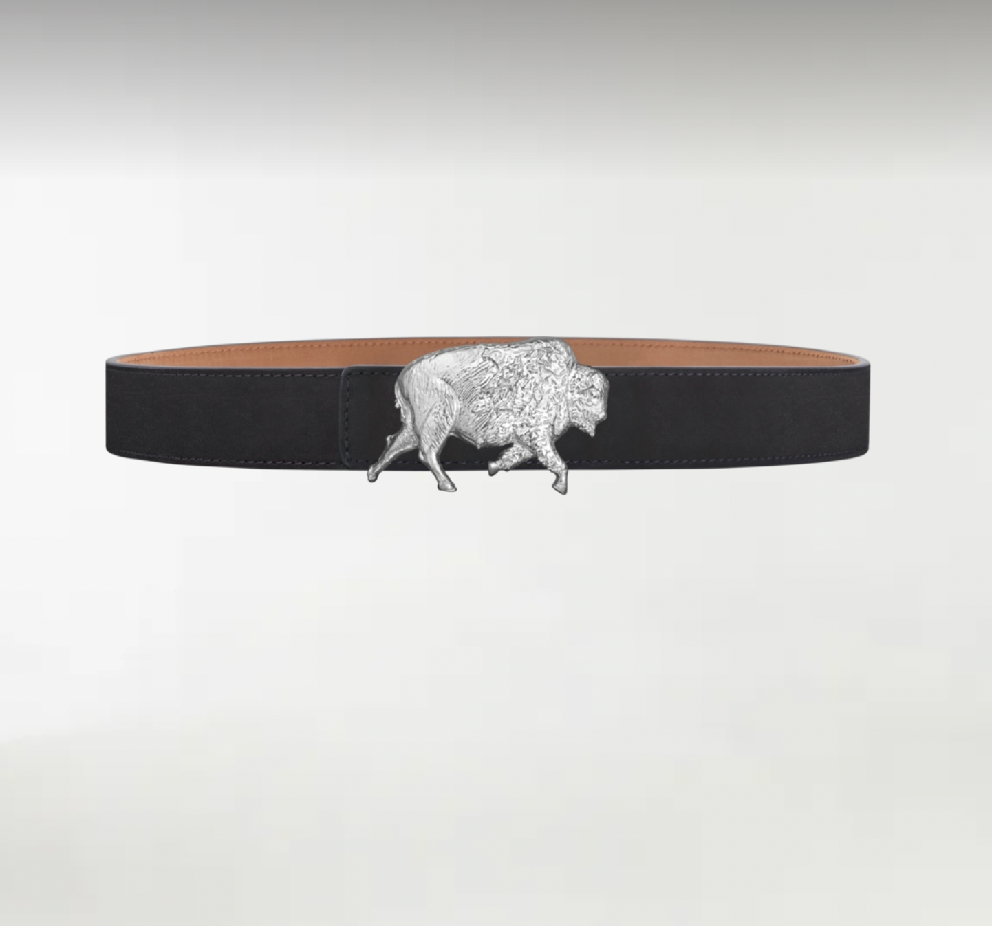 Bison ArtBuckle Pequeño Plata de Ley Rodiada