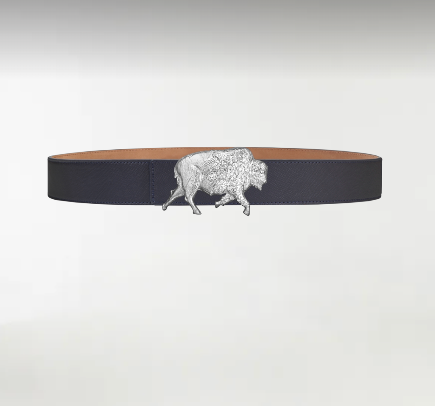 Bison ArtBuckle Pequeño Plata de Ley Rodiada