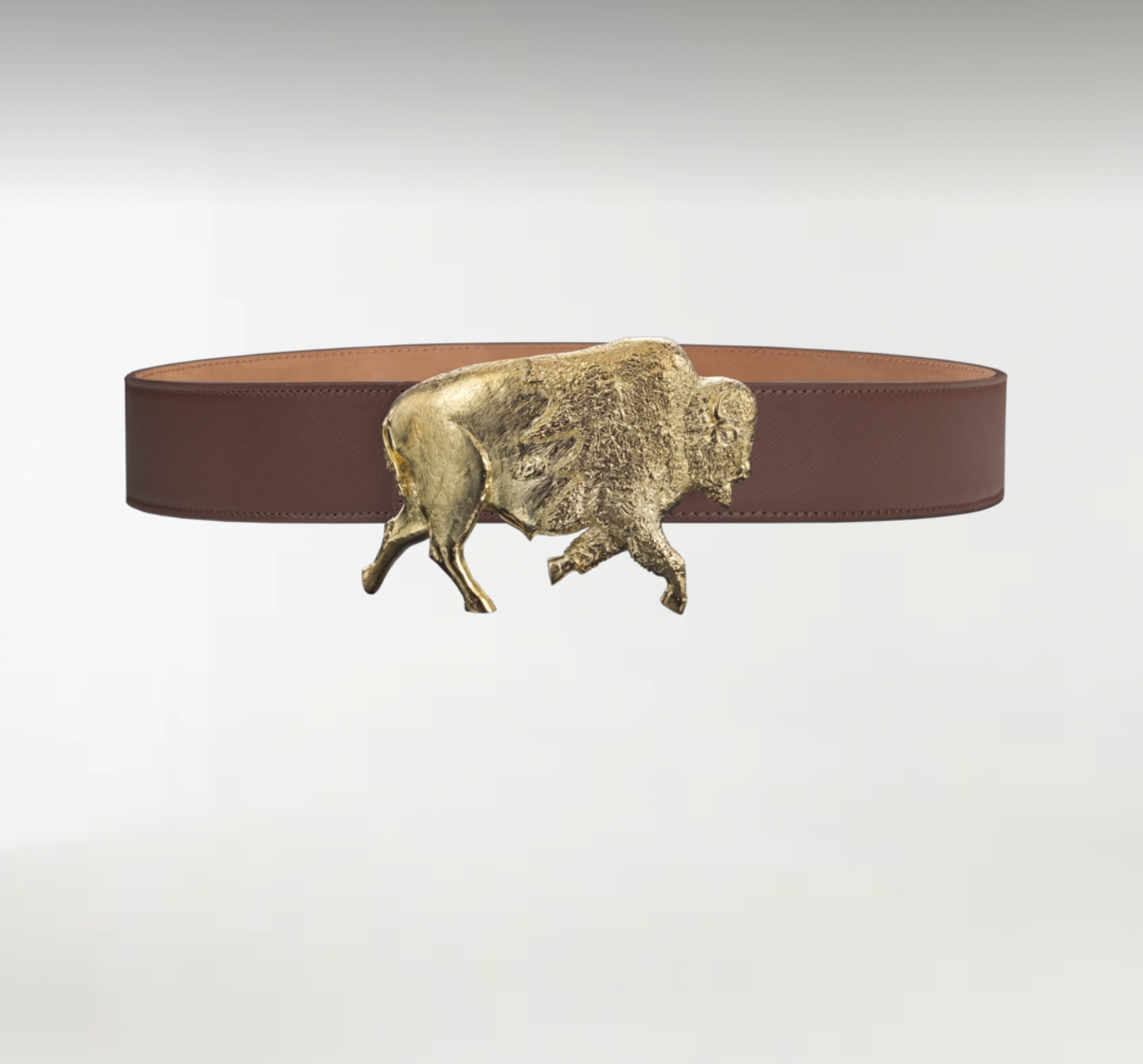 Bison ArtBuckle Grande Oro Vermeil