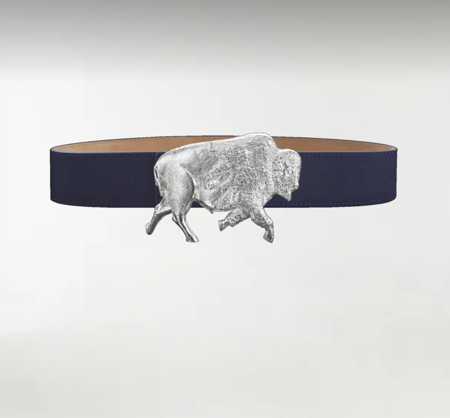 Bison ArtBuckle Grande Plata de Ley Rodiada