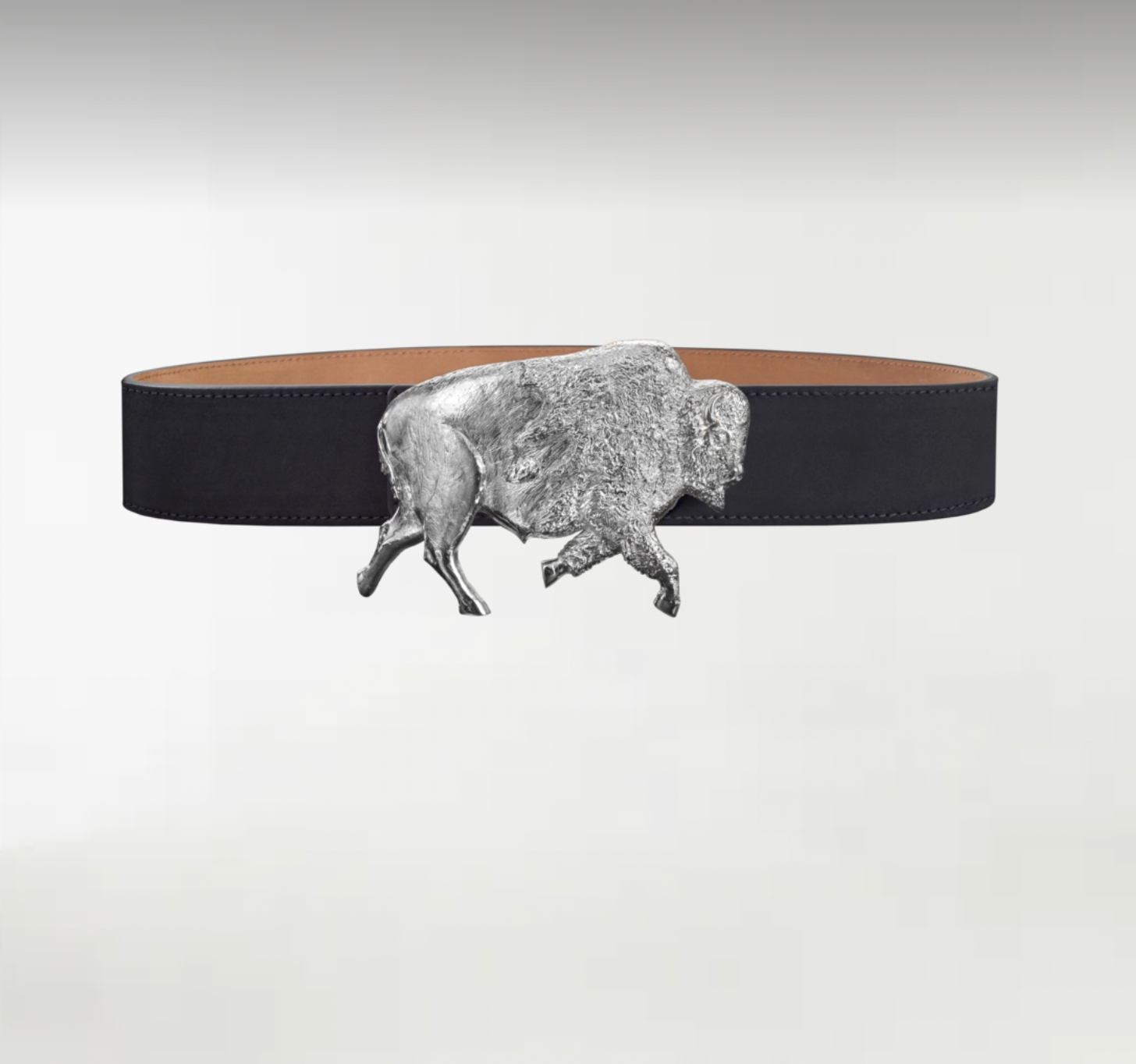 Bison ArtBuckle Grande Plata de Ley Rodiada