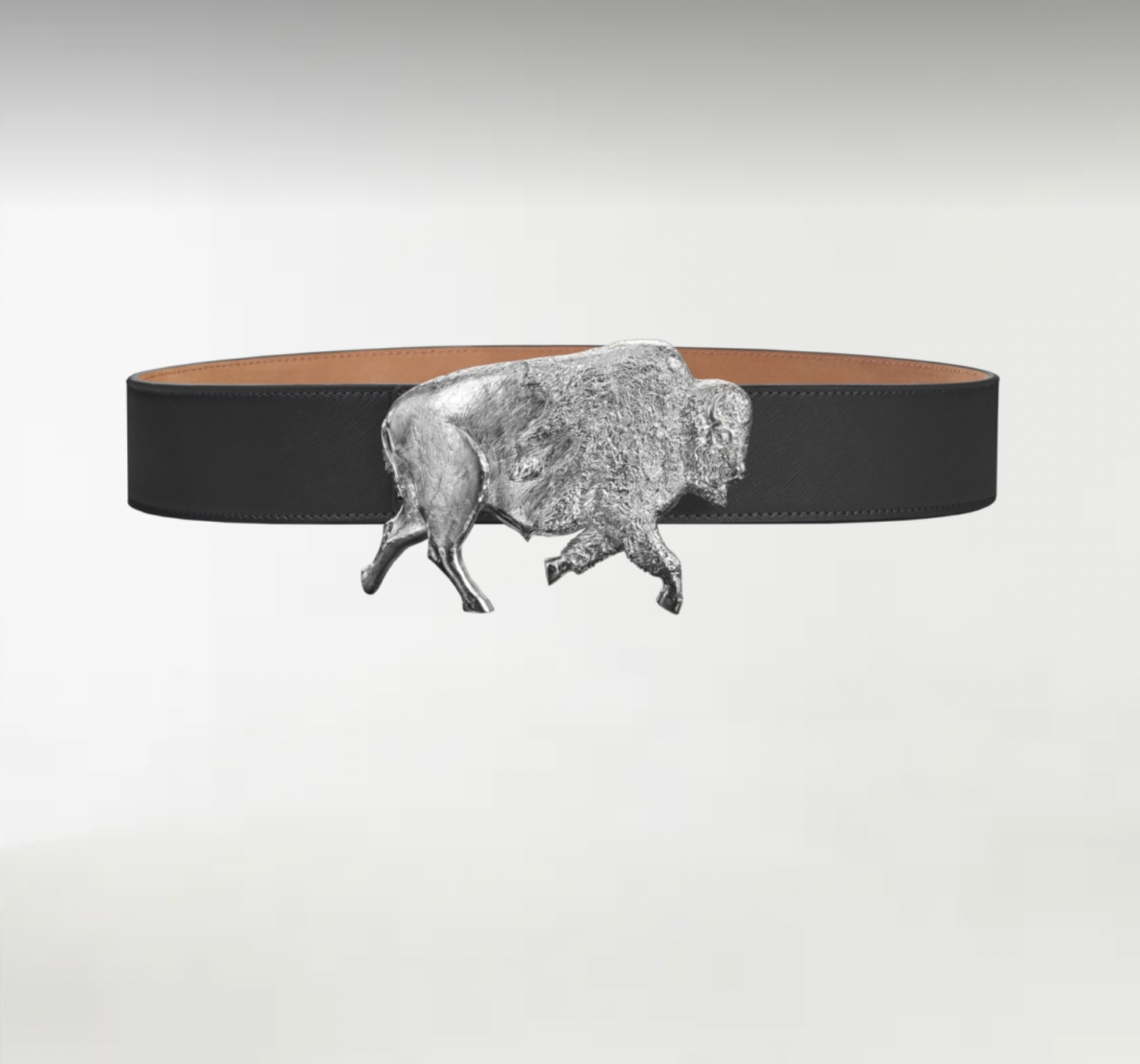 Bison ArtBuckle Grande Plata de Ley Rodiada