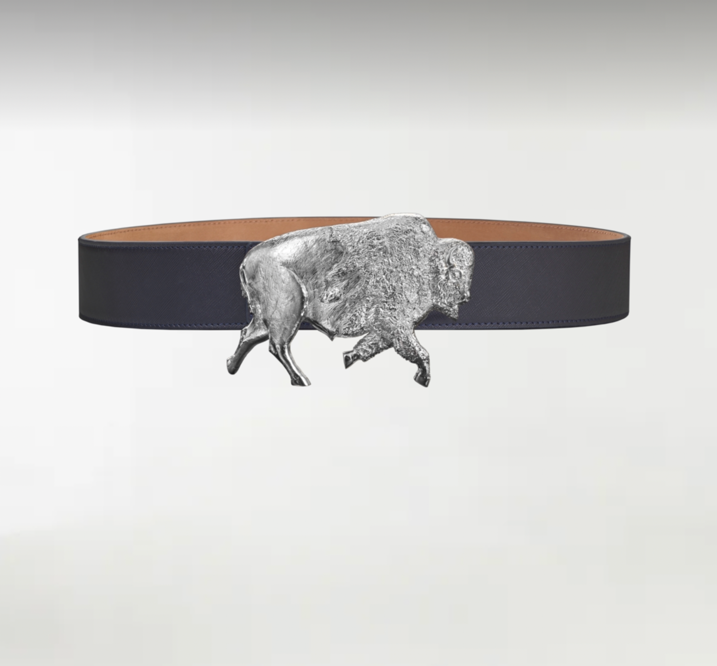 Bison ArtBuckle Grande Plata de Ley Rodiada