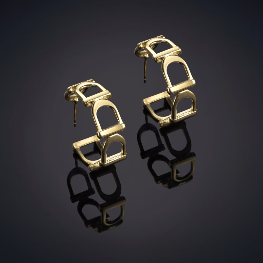 Stirrup Hoop Earrings Large Vermeil Gold