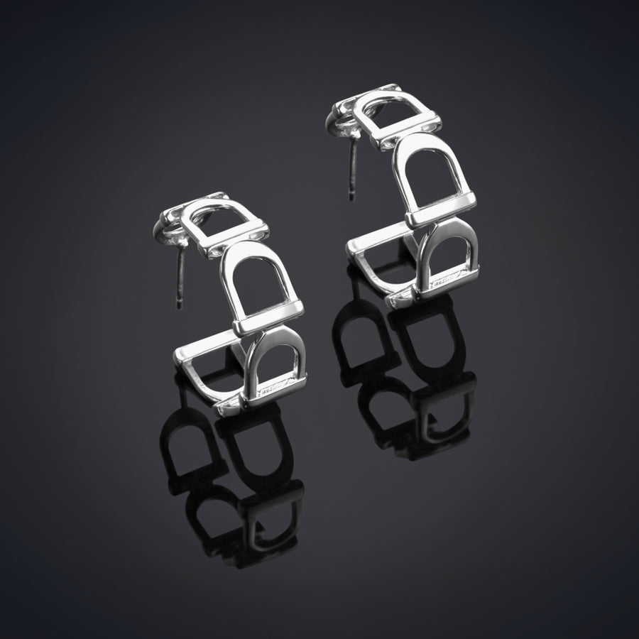 Stirrup Hoop Earrings Large Sterling Silver