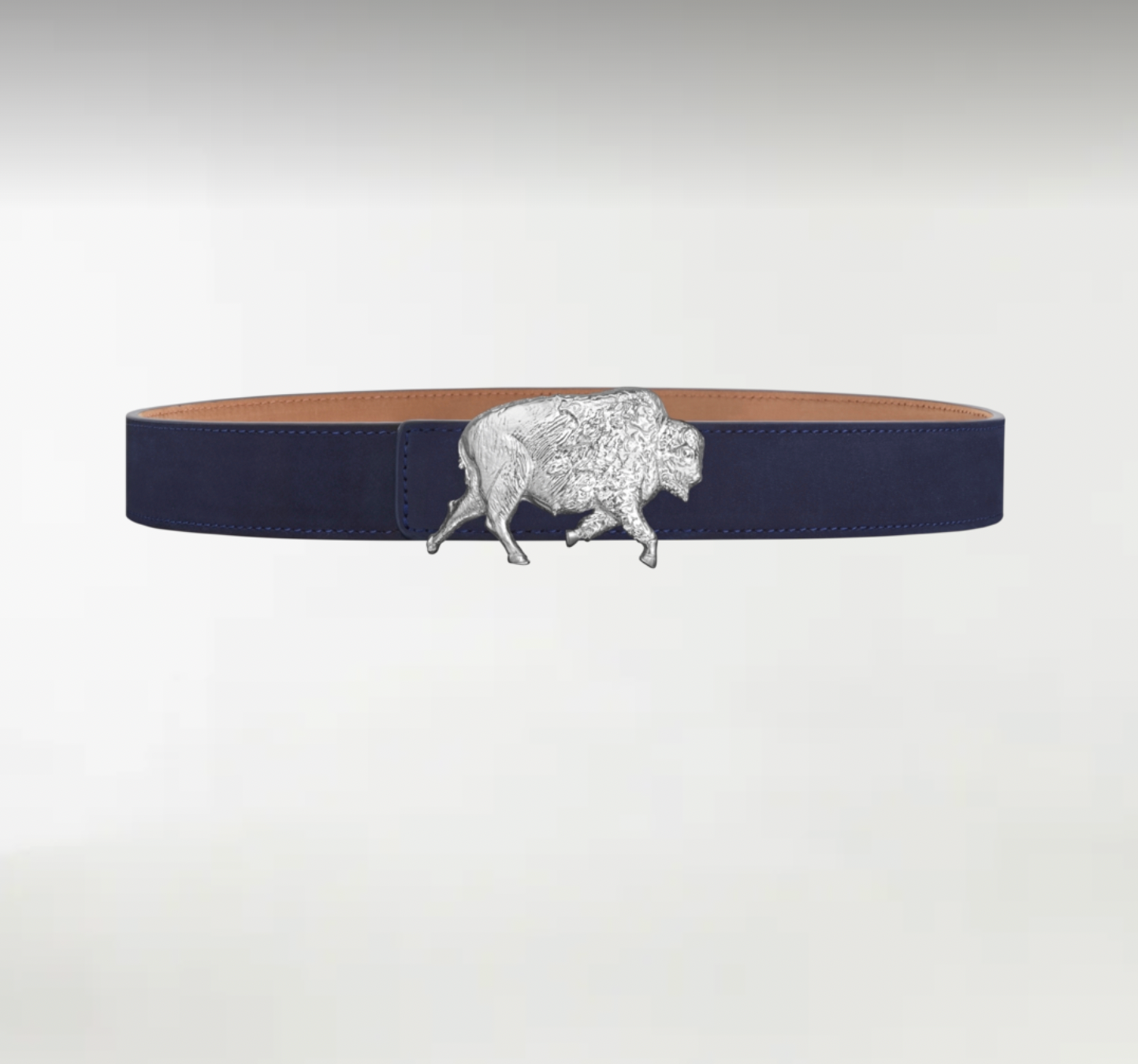 Bison ArtBuckle Pequeño Plata de Ley Rodiada