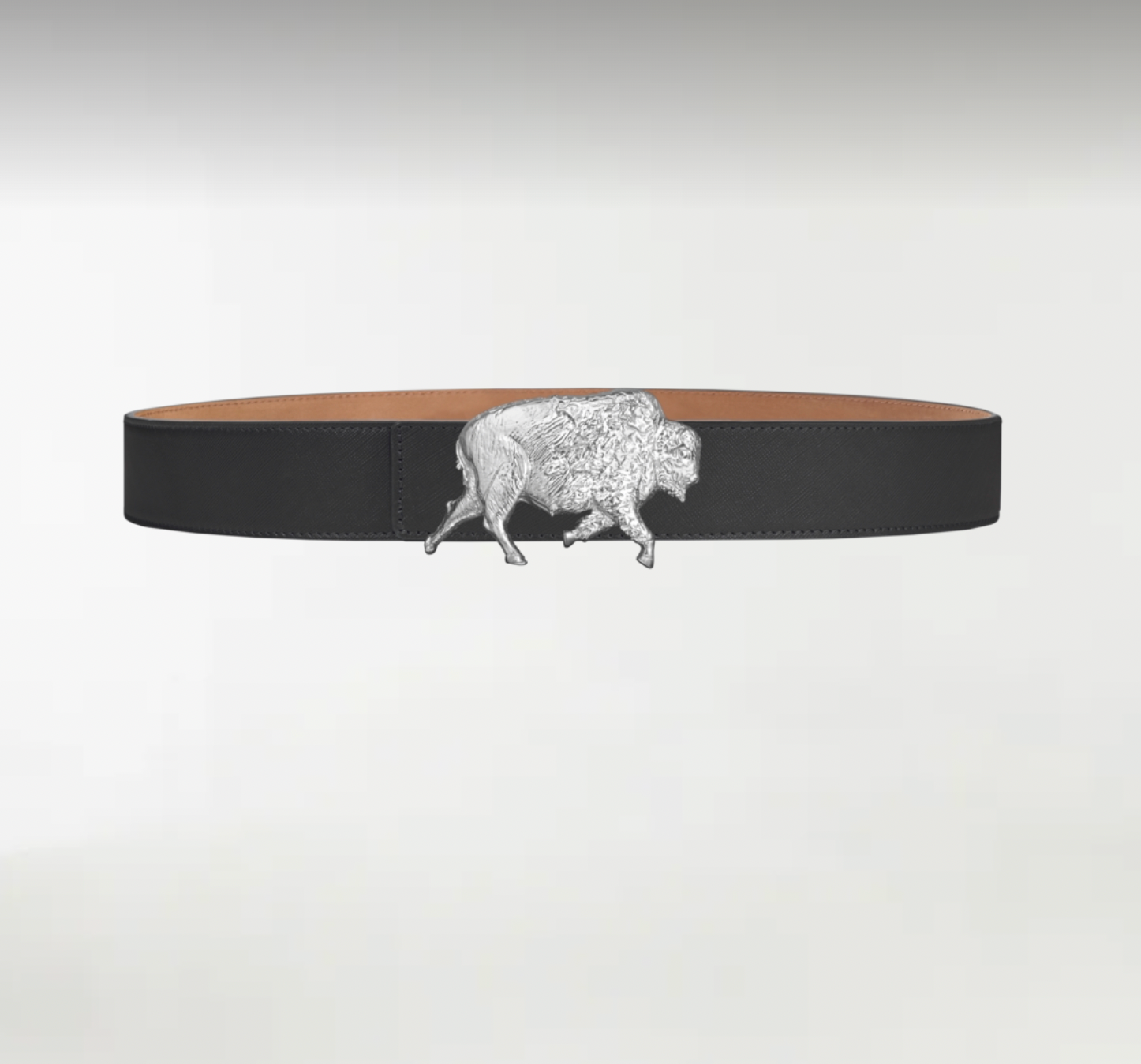 Bison ArtBuckle Pequeño Plata de Ley Rodiada